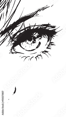 Emotional anime eyes vector sketch 
