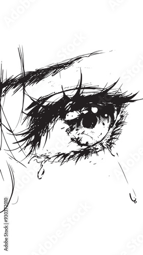 Emotional anime eyes vector sketch 
