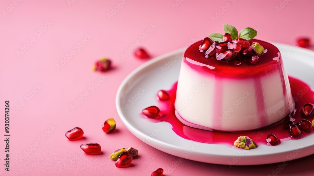 Creamy Dessert with Pomegranate and Pistachios. Creamy Dessert with Pomegranate and Pistachios.