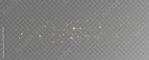 Golden sequins glow with many lights. Glittering dust. Luxurious background of golden particles.