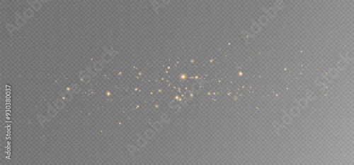 Golden sequins glow with many lights. Glittering dust. Luxurious background of golden particles.