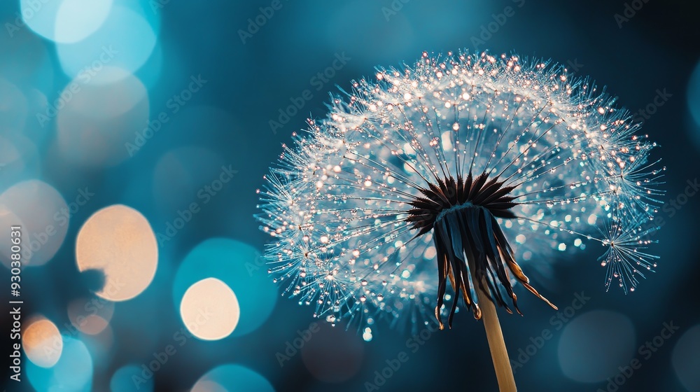 Obraz premium A dandelion with a blue background