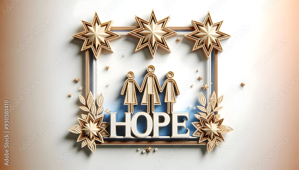 3D Family Diversity Star Frame - Hope Text Concept for Inspirational and Family Themed Content 3D Family Diversity Star Frame - Hope Text Concept for Inspirational and Family Themed Content