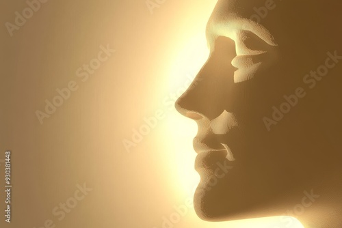 Profile of a man illuminated by a soft golden glow from the sun capturing a peaceful and contemplative moment that symbolizes hope introspection and inner strength