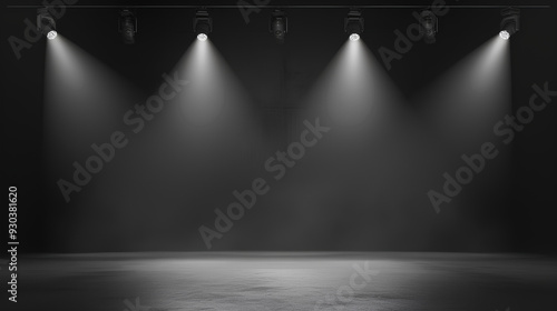 Blaxk and white style empty room style stage with highlighting lights
