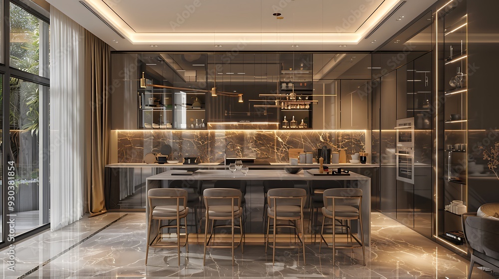 Modern Kitchen Interior Design with Gold Accents Modern Kitchen Interior Design with Gold Accents