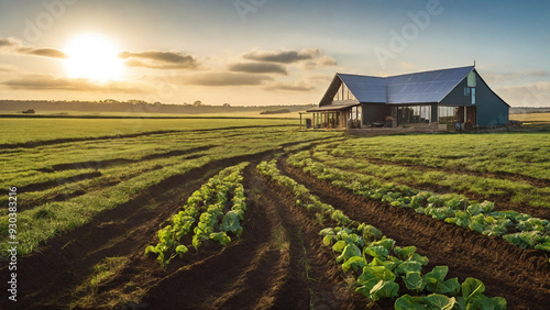 Eco-friendly farm utilizing regenerative agriculture to restore soil integrity and biodiversity. photo