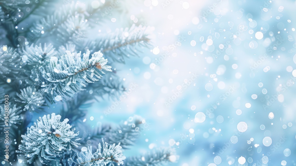 Frosty pine branch Frosty pine branch