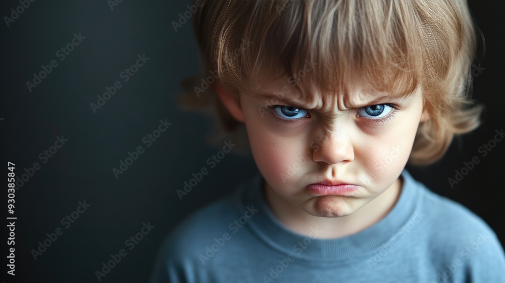 Frustrated child with intense expression. Close-up view Frustrated child with intense expression. Close-up view