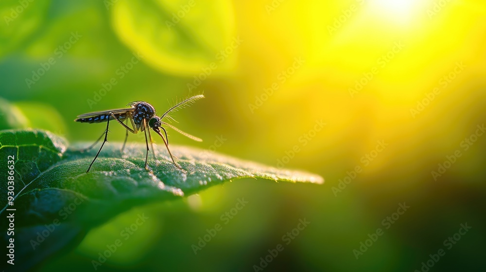 Close-Up of Aedes Mosquito in Tropical Dusk Light Close-Up of Aedes Mosquito in Tropical Dusk Light
