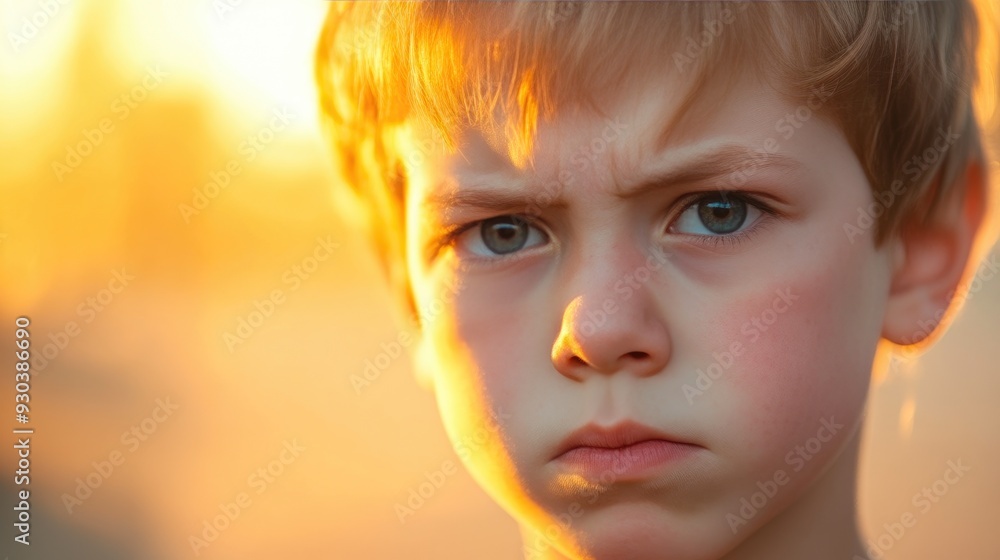 Frustrated Child with Flushed Cheeks Close-Up Frustrated Child with Flushed Cheeks Close-Up