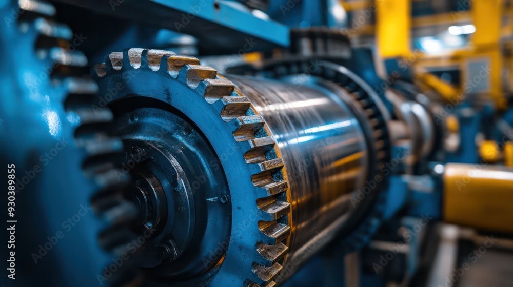 Close-up of a rotating gear system inside heavy machinery, emphasizing engineering and design in mechanical systems. Close-up of a rotating gear system inside heavy machinery, emphasizing engineering and design in mechanical systems.