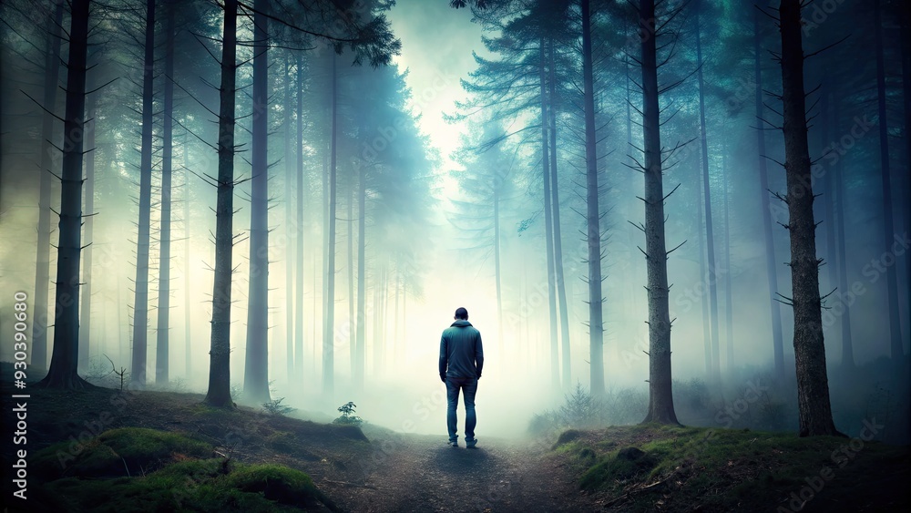 A solitary figure stands at the edge of a misty forest, surrounded by eerie silence, conveying a sense of caution and isolation. A solitary figure stands at the edge of a misty forest, surrounded by eerie silence, conveying a sense of caution and isolation.