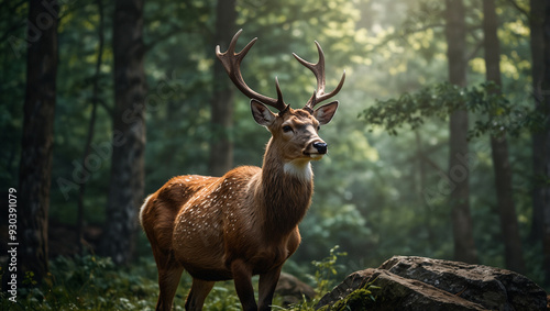 Portrait of a majestic deer in wilderness, wildlife photography