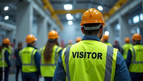 Visitors Wearing Safety Gear on Construction Site for Industrial Tour