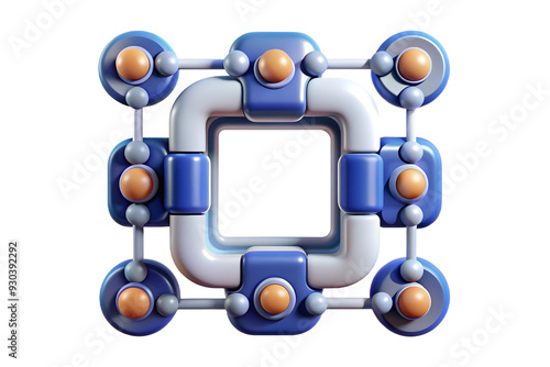 3D AI Driven Algorithmic Border Frame Concept for Digital Processes - Structured Design with Copy Space - Isolated Icon on White Background