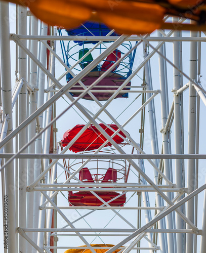 Close up shots of the ferris wheel cabins. Entertainment photo