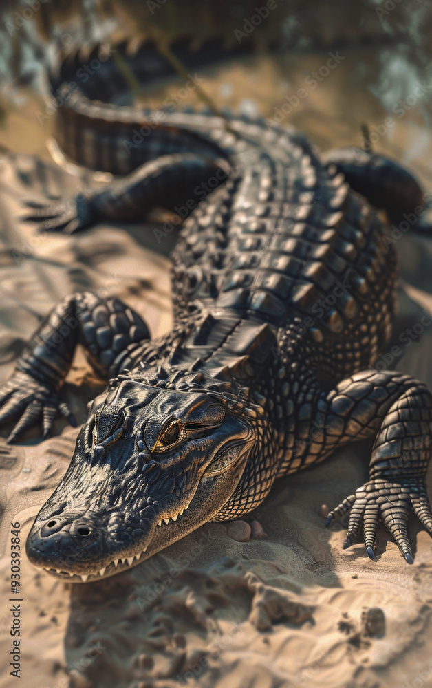 Fototapeta premium Two American Alligators (Alligator mississippiensis) at the marshland in Everglades National Park.