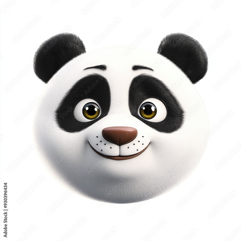 Obraz premium A cheerful panda character with expressive eyes and a friendly smile, designed to evoke joy and warmth in a playful style