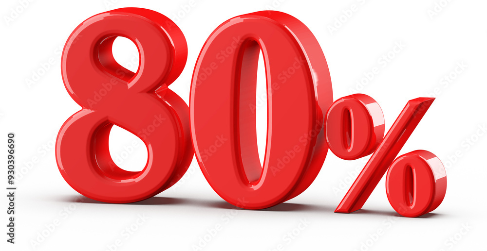 80 percent off sale red number 3d render 80 percent off sale red number 3d render