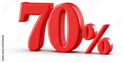 70 percent off sale red number 3d render