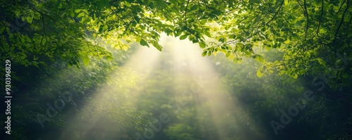 Soft light through trees over a therapists office, representing hope and mental healing photo