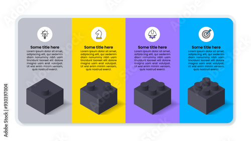 Infographic template. Banner with 4 blocks and icons