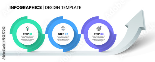 Infographic template. Arrow with 3 steps to success