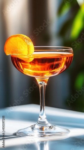 A refreshing cocktail served in a stylish glass, garnished with a slice of orange, perfect for summer gatherings.