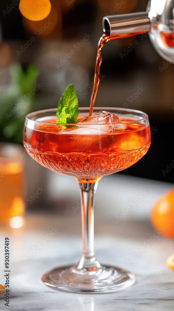 A refreshing cocktail with vibrant colors, garnished with mint, perfect for celebrations and summer gatherings. A refreshing cocktail with vibrant colors, garnished with mint, perfect for celebrations and summer gatherings.