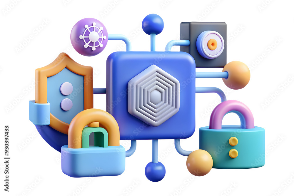 Abstract 3D AI Driven Digital Identity Elements with Biometric Patterns and Data Streams on White Background - Vector Concept for Secure Identity Management Abstract 3D AI Driven Digital Identity Elements with Biometric Patterns and Data Streams on White Background - Vector Concept for Secure Identity Management