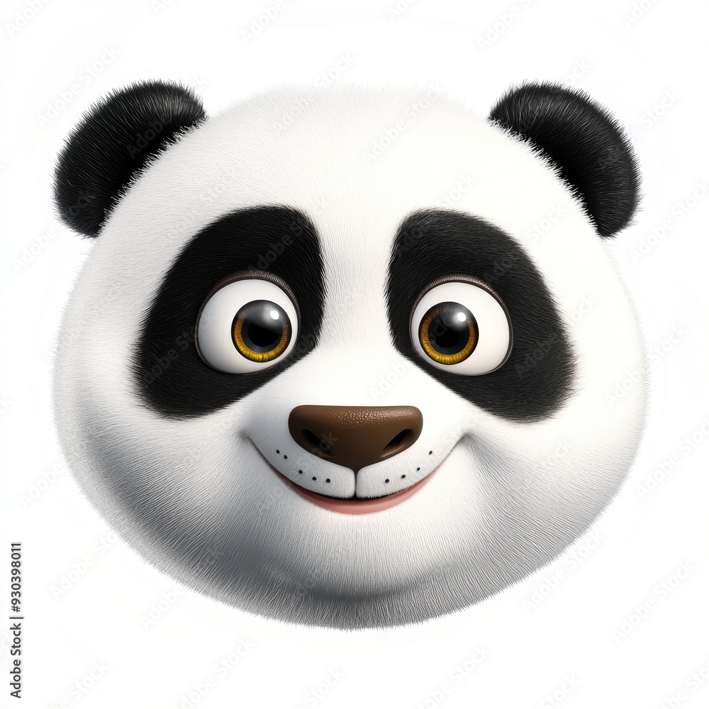 Fototapeta premium A cheerful panda face radiating joy amidst a bright background