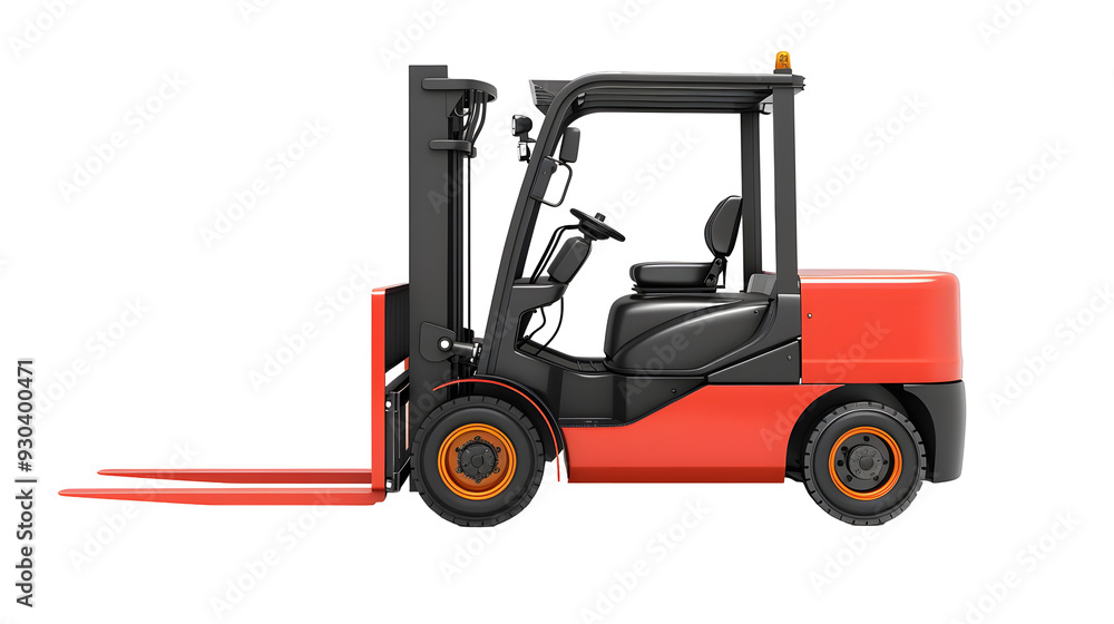 Realistic Modern forklift isolated on a white background Realistic Modern forklift isolated on a white background