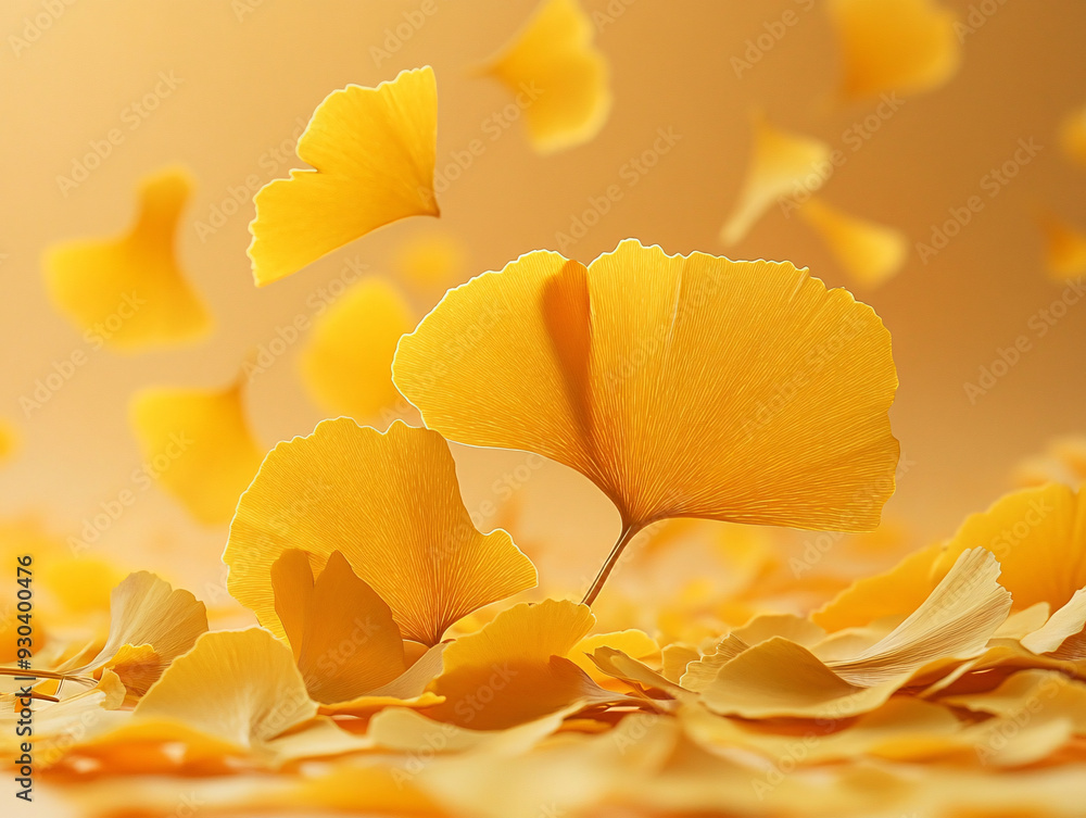 yellow maple leaves falling in slow motion against a yellow background. The leaves are arranged in a circular pattern. yellow maple leaves falling in slow motion against a yellow background. The leaves are arranged in a circular pattern.