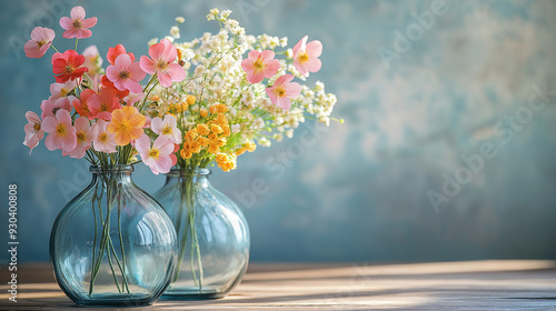 Wallpaper Mural glass vase with flowers isolated on beautiful background Torontodigital.ca