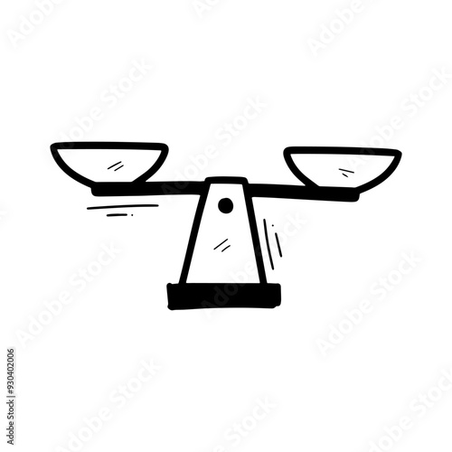 Hand Drawn Weighing Scale Illustration. Doodle Vector. Isolated on White Background - EPS 10 Vector