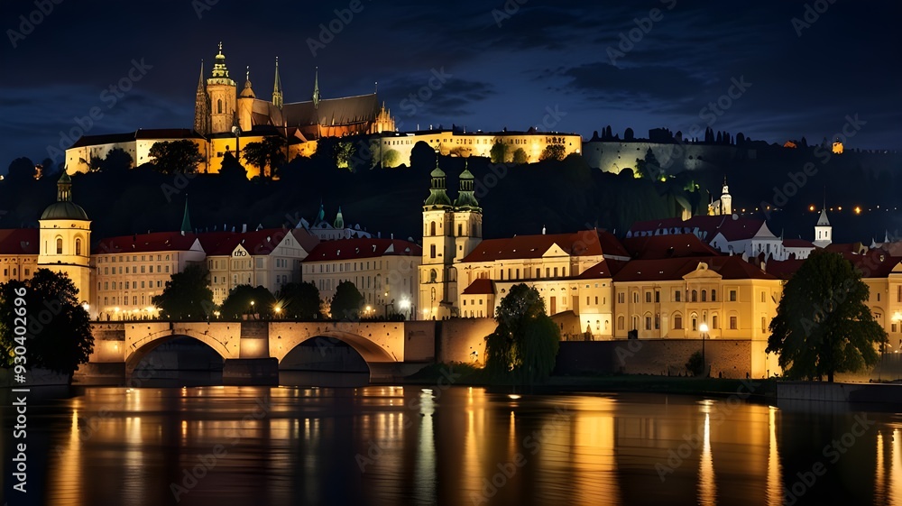 Charles bridge at night