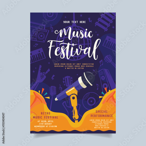 Music party festival in creative style with modern shape template design