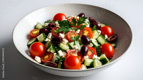 healthy salad on white background 