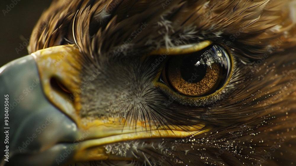 Close-up of a Golden Eagle's Eye with Detailed Feathers Close-up of a Golden Eagle's Eye with Detailed Feathers