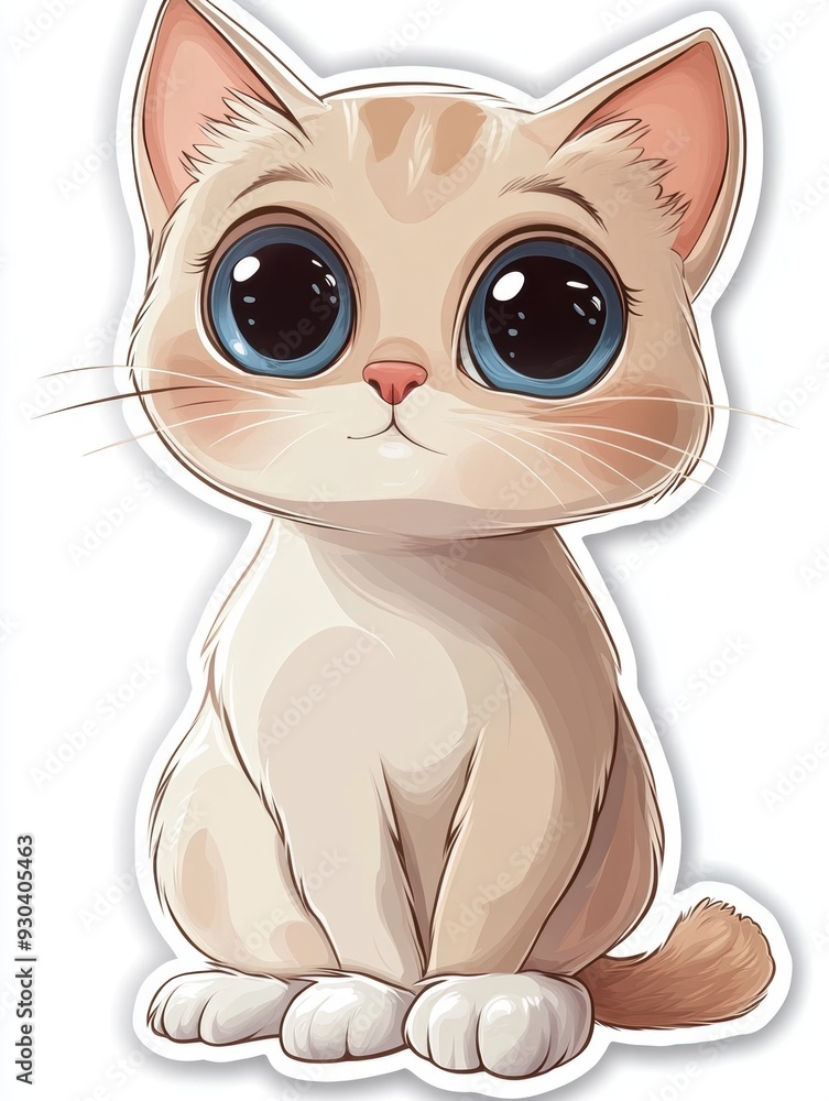 Fototapeta premium sticker of a cute Cat with large eyes 