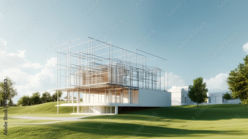 Naklejka premium Transforming a Luxury Villa: Reinforced Structure and Open-Concept 3D Design