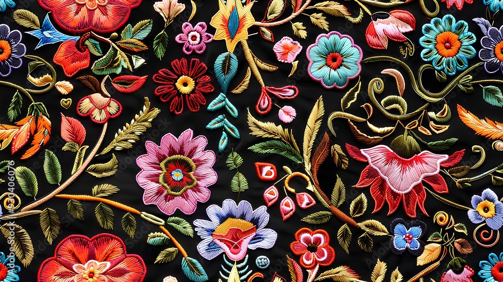 Fototapeta premium Embroidery art background pattern.