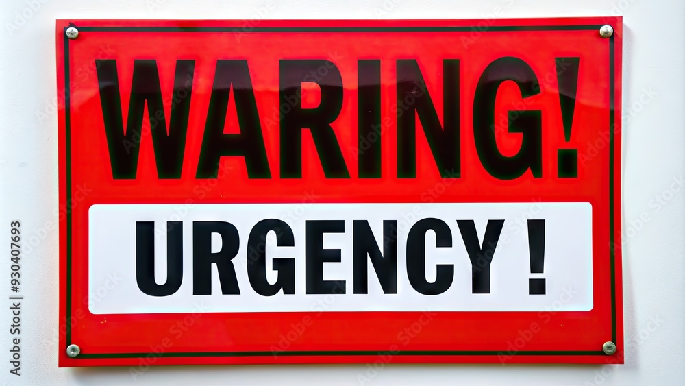 Bright red warning poster with bold black font and exclamation mark, conveying a sense of urgency and importance, against a stark white background. Bright red warning poster with bold black font and exclamation mark, conveying a sense of urgency and importance, against a stark white background.