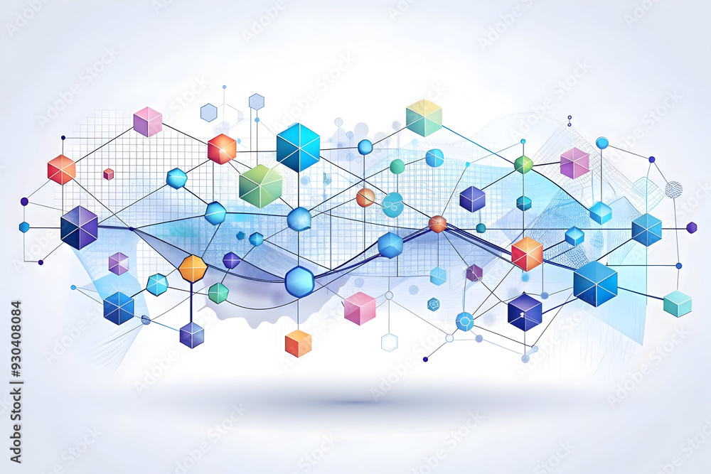 Abstract 3D AI-Powered Algorithmic Flow Vector Concept with Geometric Shapes and Data Patterns on a White Background Abstract 3D AI-Powered Algorithmic Flow Vector Concept with Geometric Shapes and Data Patterns on a White Background