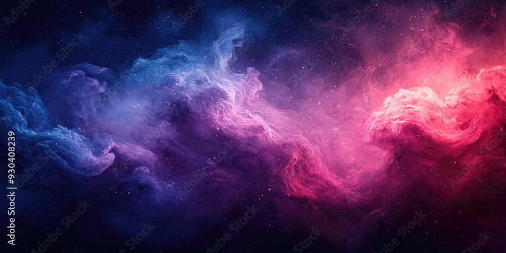 Cosmic Nebula with Swirling Blue and Pink Clouds Cosmic Nebula with Swirling Blue and Pink Clouds