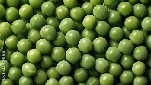 Green peas in the top view with a background