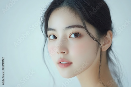 Beautiful young woman posting to show netural skin.