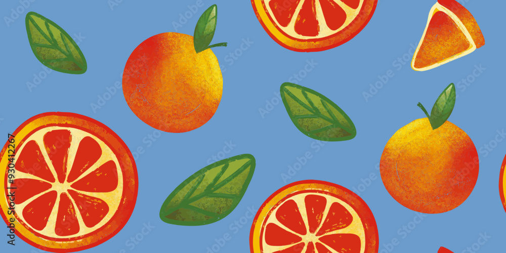 Patern seamless natural fresh oranges set. Fashion template for design.
Patern seamless natural fresh oranges set. Fashion template for design.