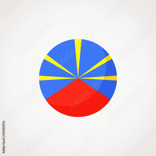 Circular flag of Reunion. Flat design style.